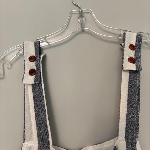 Birdwell Beach Britches Everyday Overalls Jumpsuit Striped Blue White Sz XL USA - Picture 6 of 15